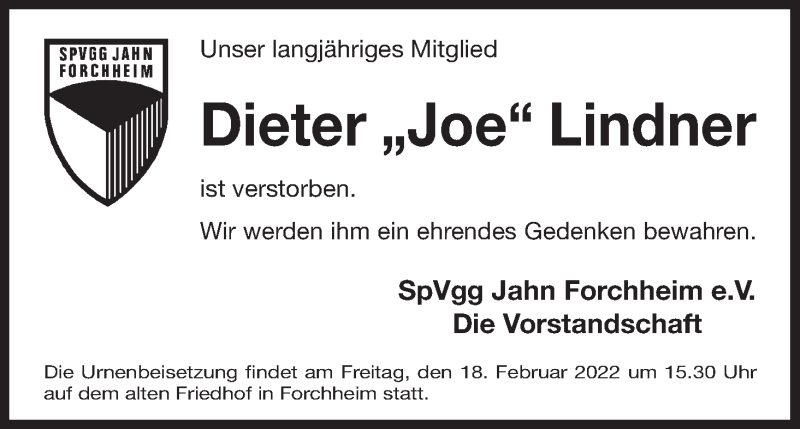  Traueranzeige für Dieter Lindner vom 17.02.2022 aus MGO