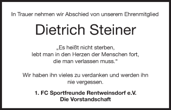 Anzeige von Dietrich Steiner von MGO