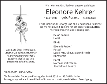 Anzeige von Eleonore Kehrer von MGO