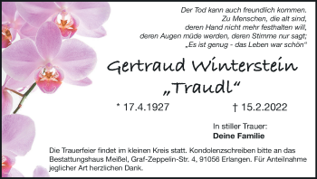 Anzeige von Gertraud Winterstein von MGO