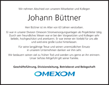 Anzeige von Johann Büttner von MGO