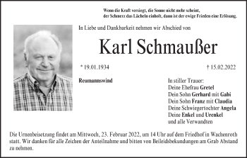 Anzeige von Karl Schmaußer von MGO