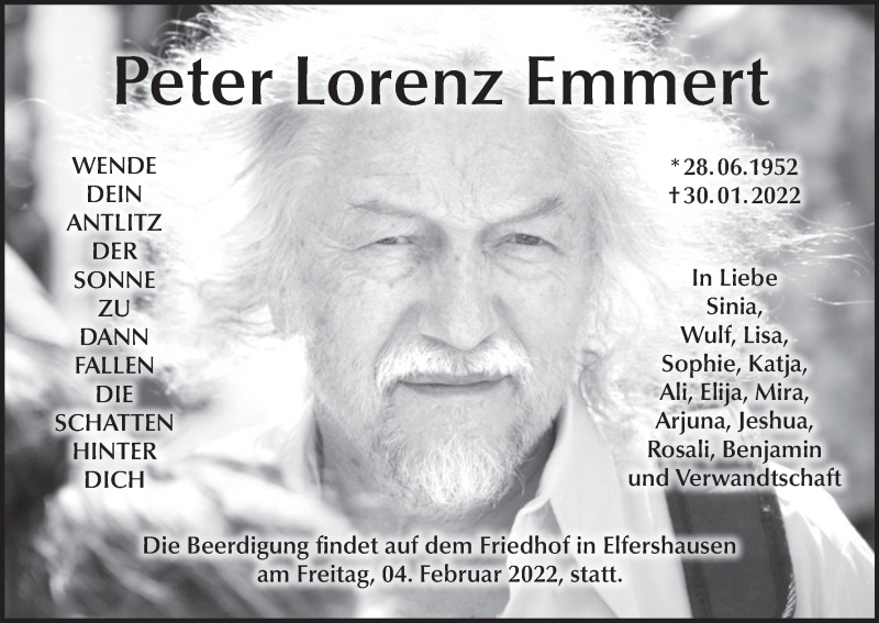  Traueranzeige für Peter Lorenz Emmert vom 03.02.2022 aus MGO