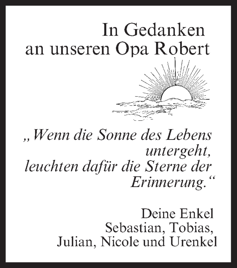  Traueranzeige für Robert  vom 09.02.2022 aus MGO