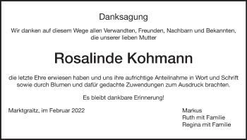 Anzeige von Rosalinde Kohmann von MGO