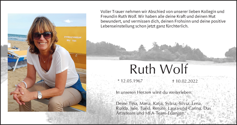  Traueranzeige für Ruth Wolf vom 19.02.2022 aus MGO