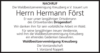 Anzeige von Hermann Först von MGO