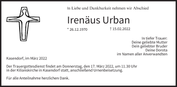 Anzeige von Irenäus Urban von MGO