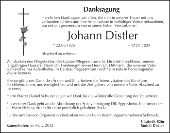 Anzeige von Johann Distler von MGO