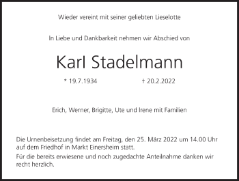 Anzeige von Karl Stadelmann von MGO