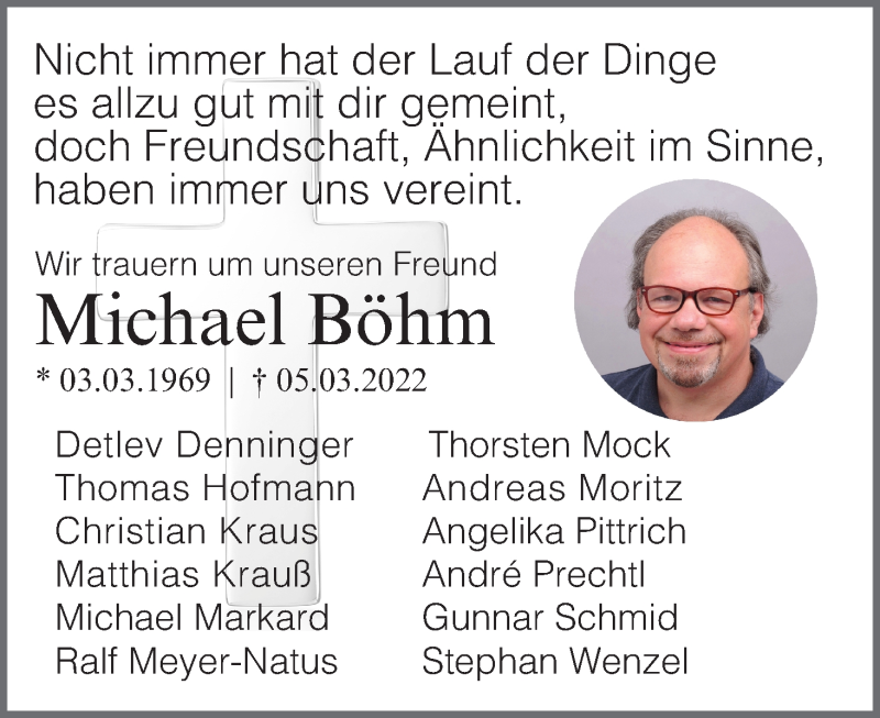  Traueranzeige für Michael Böhm vom 12.03.2022 aus MGO