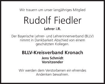 Anzeige von Rudolf Fiedler von MGO