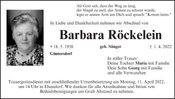 Anzeige von Barbara Röckelein von MGO
