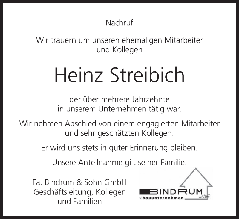  Traueranzeige für Heinz Streibich vom 27.04.2022 aus MGO