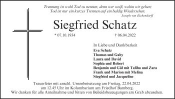Anzeige von Siegfried Schatz von MGO