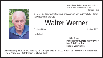 Anzeige von Walter Werner von MGO