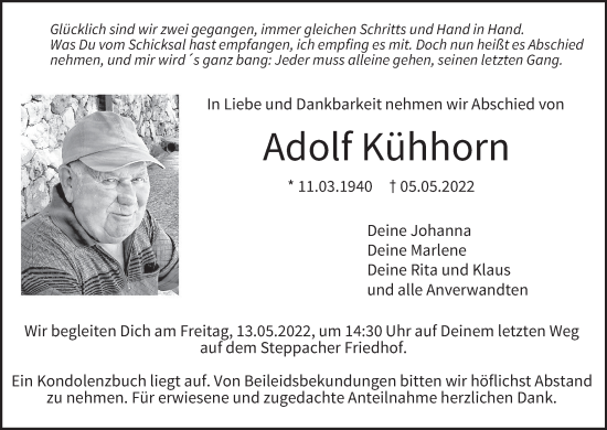 Anzeige von Adolf Kühhorn von MGO