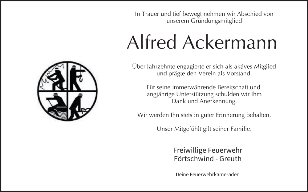  Traueranzeige für Alfred Ackermann vom 25.05.2022 aus MGO