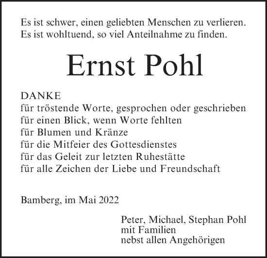 Anzeige von Ernst Pohl von MGO