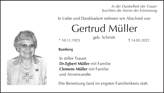 Anzeige von Gertrud Müller von MGO