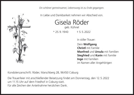 Anzeige von Gisela Röder von MGO