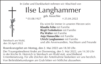 Anzeige von Ilse Langhammer von MGO
