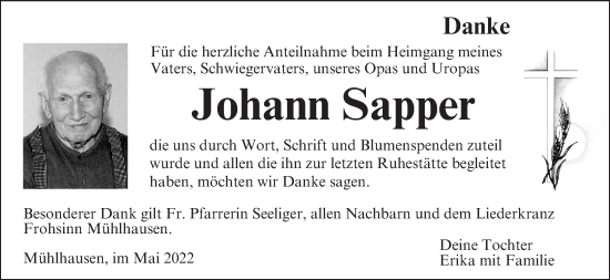 Anzeige von Johann Sapper von MGO