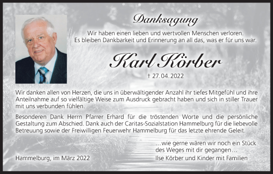 Anzeige von Karl Körber von MGO