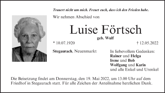 Anzeige von Luise Förtsch von MGO