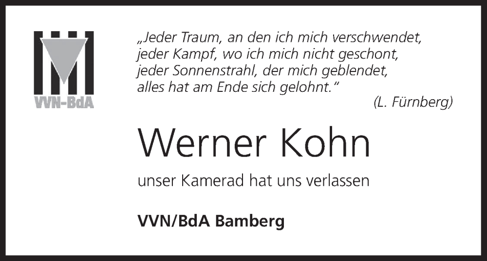  Traueranzeige für Werner Kohn vom 07.05.2022 aus MGO