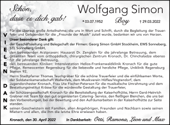 Anzeige von Wolfgang Simon von MGO