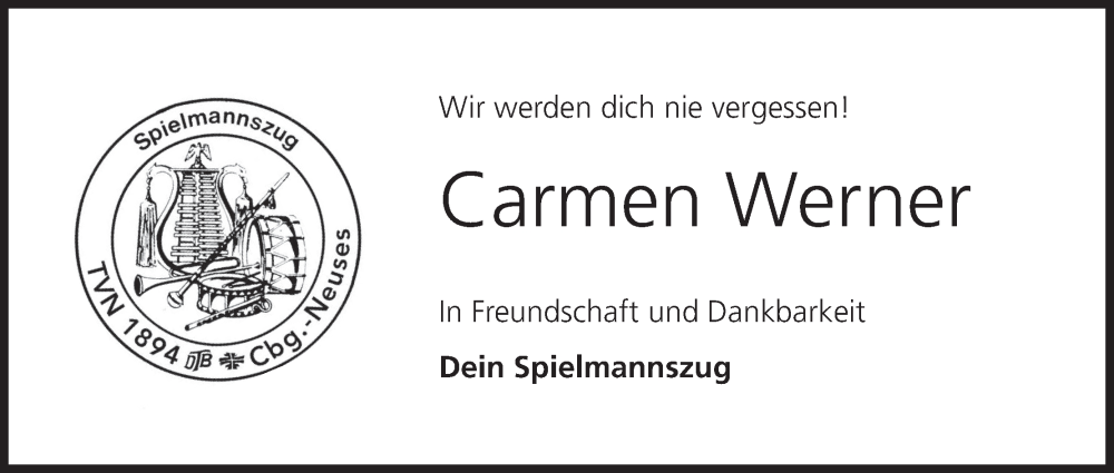 Traueranzeige für Carmen Werner vom 18.06.2022 aus MGO