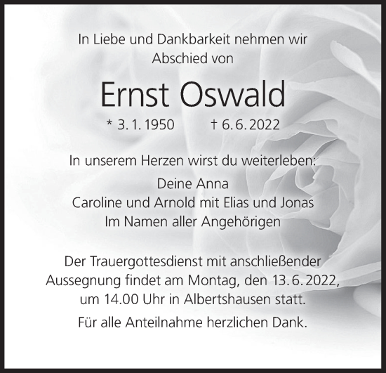 Anzeige von Ernst Oswald von MGO