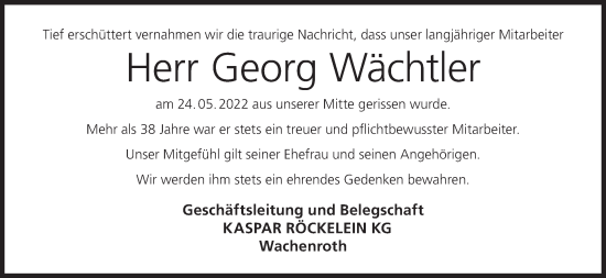 Anzeige von Georg Wächtler von MGO