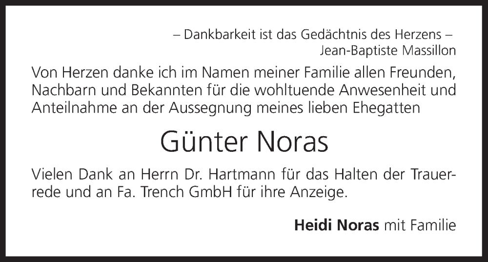  Traueranzeige für Günter Noras vom 11.06.2022 aus MGO