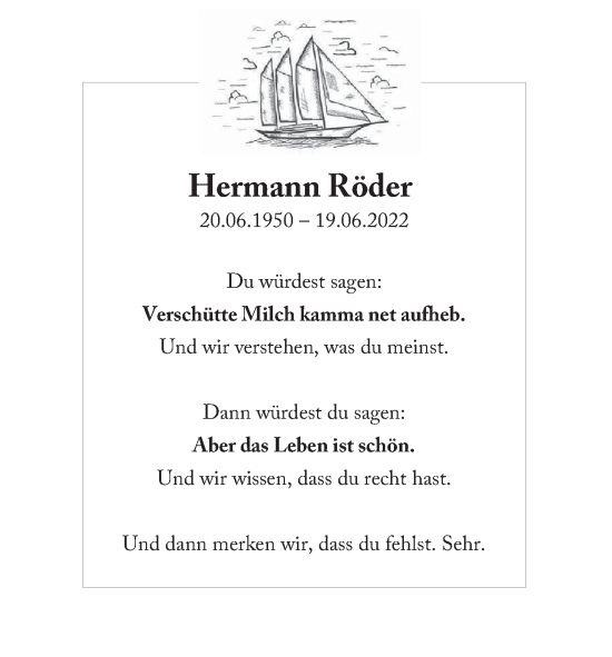 Anzeige von Hermann Röder von MGO