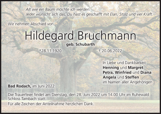 Anzeige von Hildegard Bruchmann von MGO