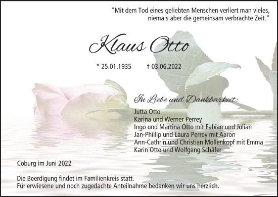 Anzeige von Klaus Otto von MGO