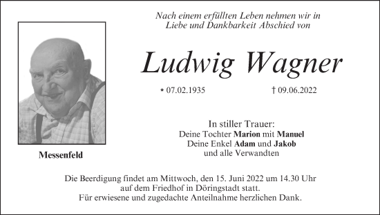 Anzeige von Ludwig Wagner von MGO