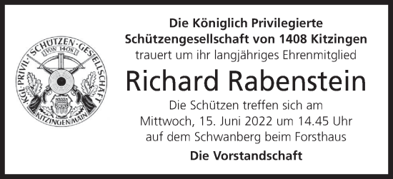 Anzeige von Richard Rabenstein von MGO