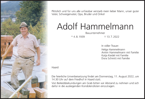 Anzeige von Adolf Hammelmann von MGO