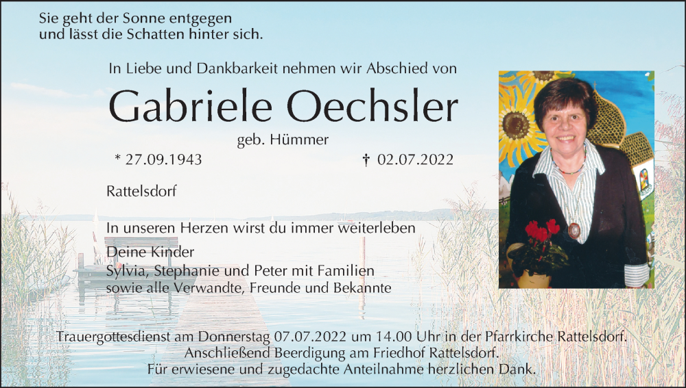 Traueranzeige für Gabriele Oechsler vom 05.07.2022 aus MGO