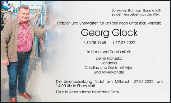 Anzeige von Georg Glock von MGO