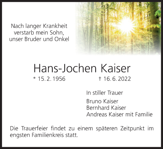 Anzeige von Hans-Jochen Kaiser von MGO