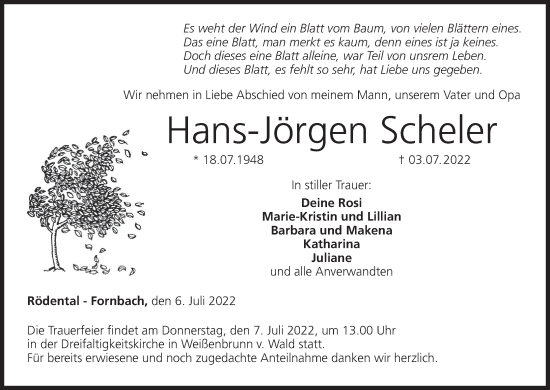 Anzeige von Hans-Jörgen Scheler von MGO