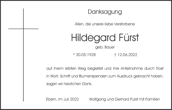 Anzeige von Hildegard Fürst von MGO