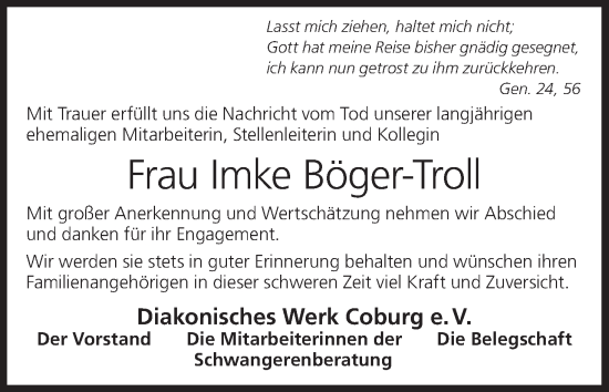 Anzeige von Imke Böger-Troll von MGO