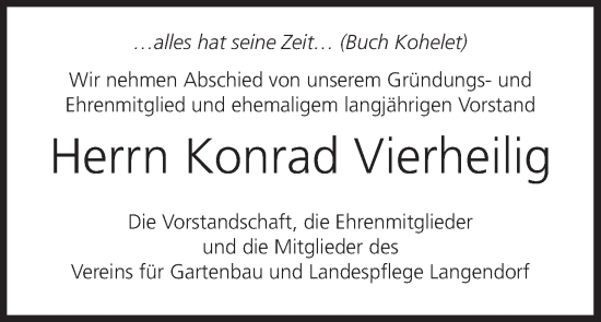 Anzeige von Konrad Vierheilig von MGO