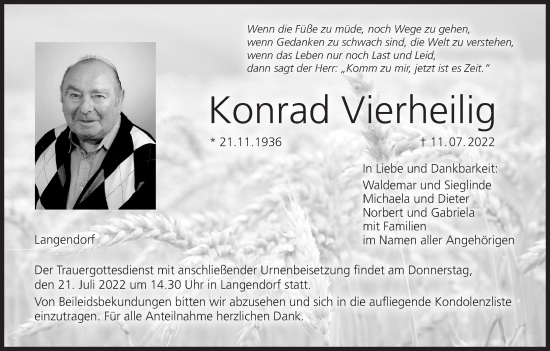 Anzeige von Konrad Vierheilig von MGO