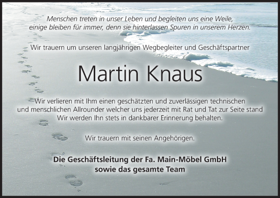Anzeige von Martin Knaus von MGO